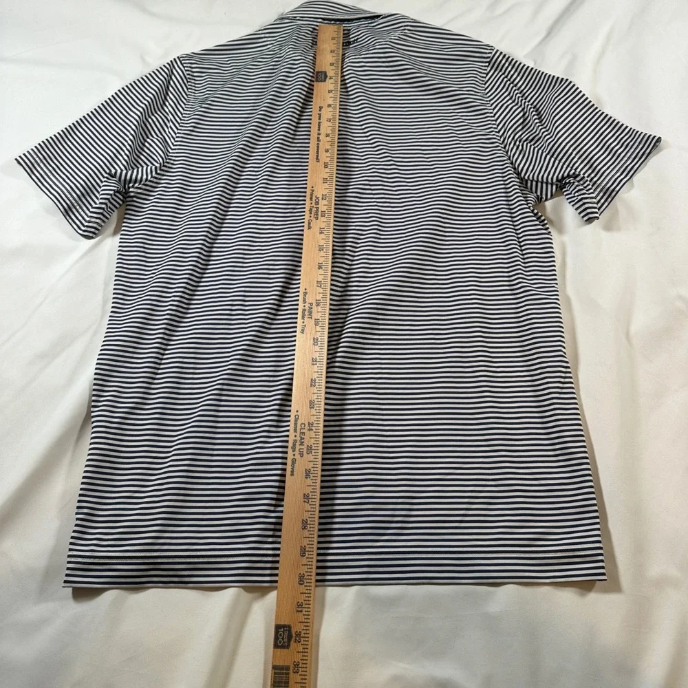 U Suck At Golf Apparel Co Mens Large Striped Performance Polo Shirt Navy White - Picture 6 of 7